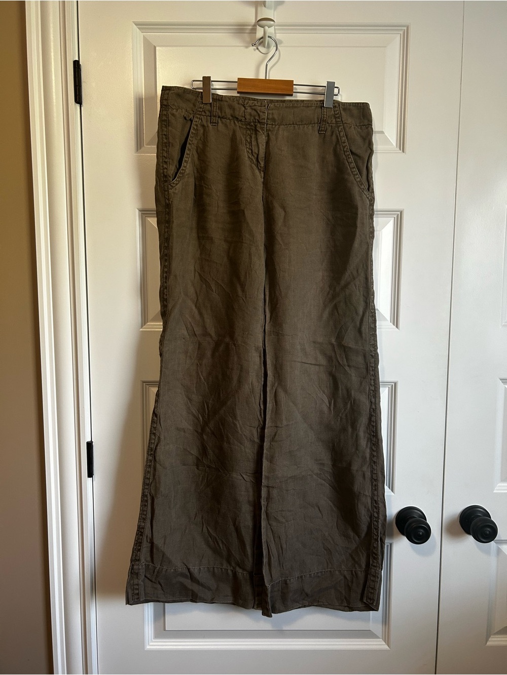 CAbi Wide-Leg Linen Pants Vintage Brown Wash 10/32